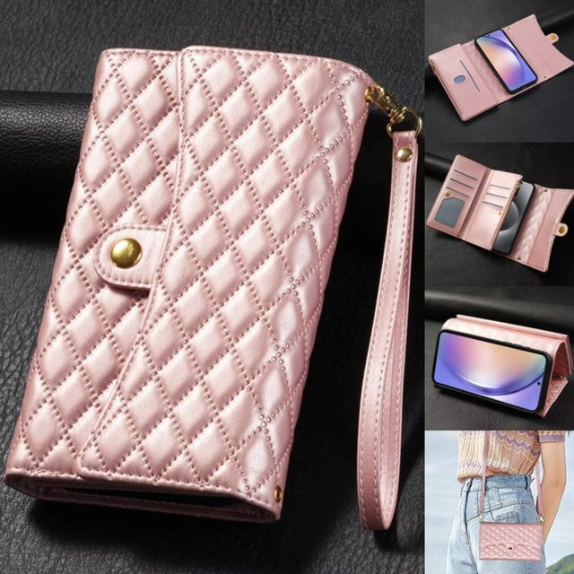 Ledertasche Umhängetasche als Wallet Cover für Samsung Galaxy A-Serie in Rot und Pink - Bild 1