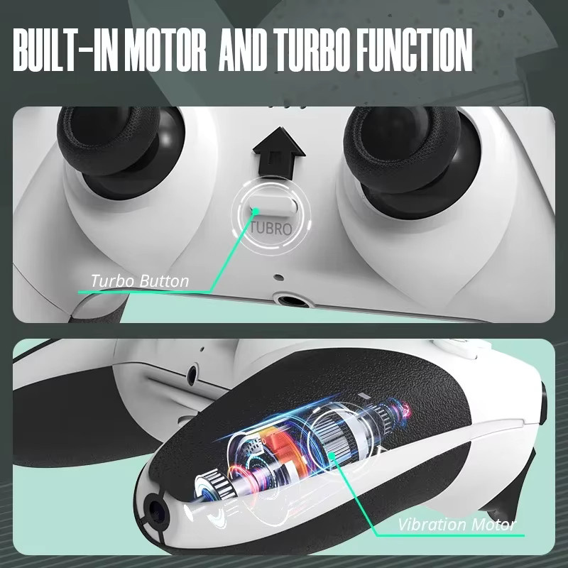 DATA FROG Kabelloser Gamecontroller für PS4, PS4 Pro und PS4 Slim sowie PC, Dual-Vibration Gamepad-Joystick in Weiß - Bild 4