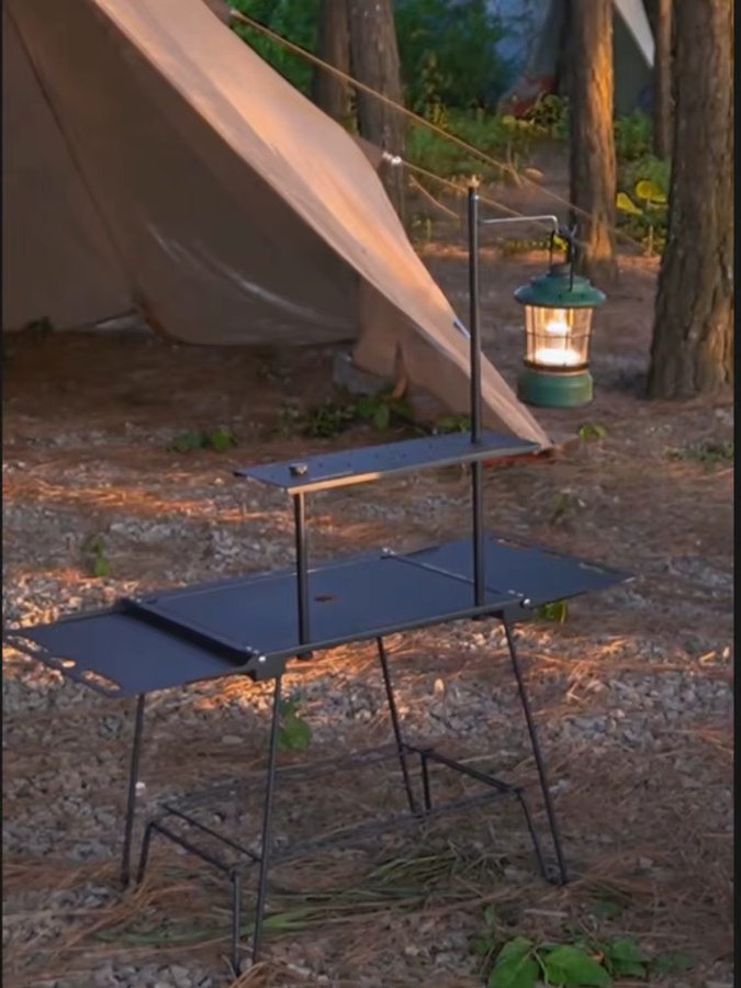 Tryhomy IGT Camping Tisch mit Kochmodul aus Aluminiumlegierung, Schwarz, B/T/H: 40 x 39,5 x 33 cm - Bild 3