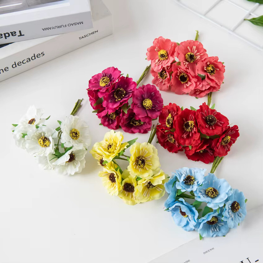 60 Stück künstliche Kirschblüten aus Seide in Rot und Multicolour für Weihnachtsdekoration, Hochzeit und DIY-Bastelarbeiten - Bild 1