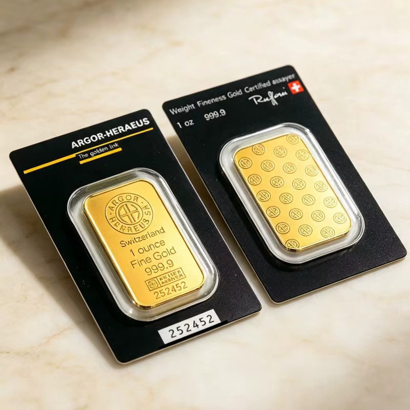 Argor Heraeus Goldbarren 1 Unze 24k vergoldetes Messing nichtmagnetisch für Sammler - Bild 4