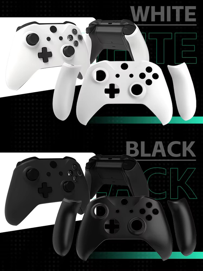DATA FROG Ersatzgehäuseschale für Xbox One Controller in Weiß mit rutschfesten Griffen als DIY-Mod-Kit und Schutzhülle - Bild 3