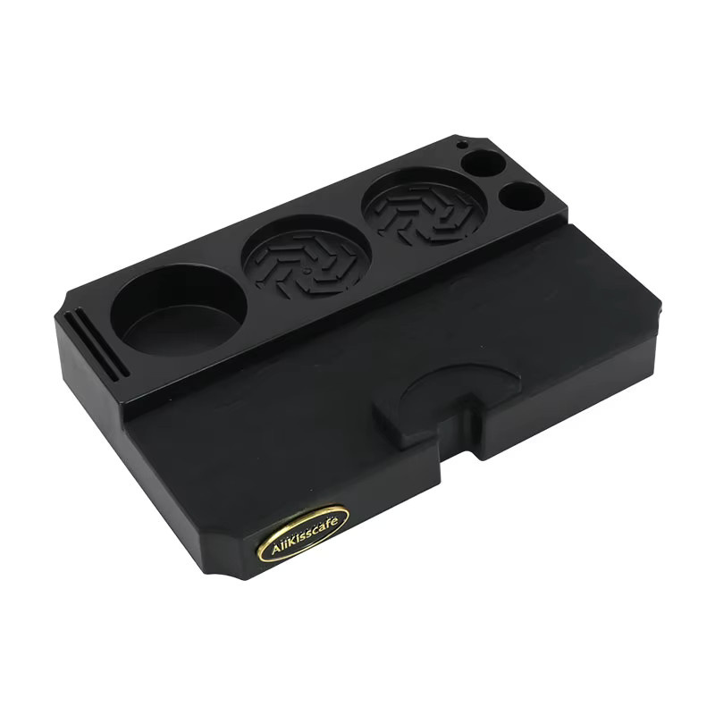 Kaffee Tamping Station Organizer in Schwarz für Delonghi und Breville Espresso Maker als freistehende Siebträgerhalterung aus Kunststoff - Bild 5