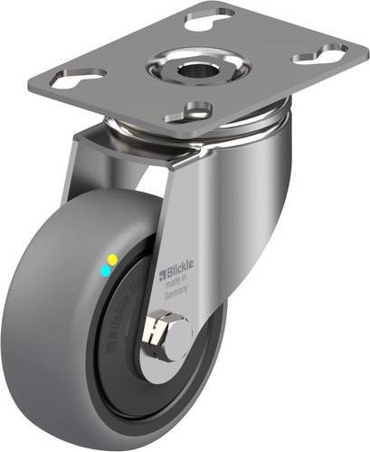Blickle Lenkrolle LKPXA-TPA 80KFD-ELS in Schwarz und Grau mit Edelstahlschraube, Rad-Durchmesser: 80 mm, Tragfähigkeit (max.): 65 kg - Bild 1