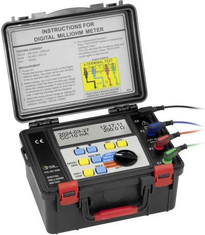 PCE Instruments Milliohmmeter PCE-MO 2006 in Schwarz mit 4-Leiter-Messmethode und IP65 Schutzklasse - Bild 1