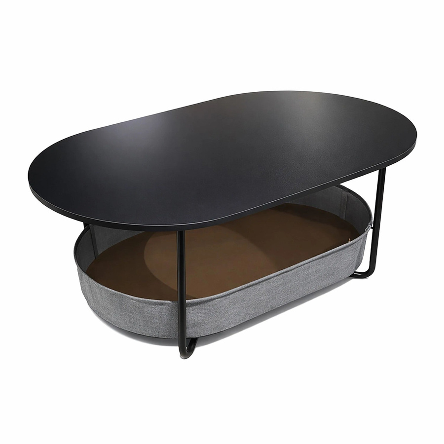 Relaxdays Couchtisch mit Stauraum in Schwarz und Dunkelgrau, modernes Design aus MDF und Metall, B/T/H: 100 x 55 x 45 cm - Bild 2