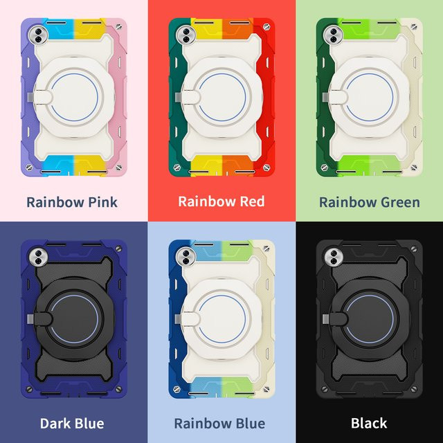 Robuste 360 Grad drehbare Griffhülle mit Panzerung für Honor Pad 12,1 Zoll (Modelle HEY4-W09 und HEY3-W00) in Schwarz und Blau - Bild 1