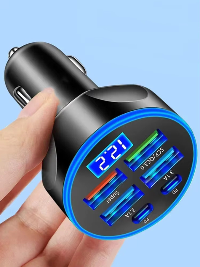 UYUXIO USB-C Autoladegerät mit Spannungsanzeige und Voltmeter in Schwarz - Bild 5