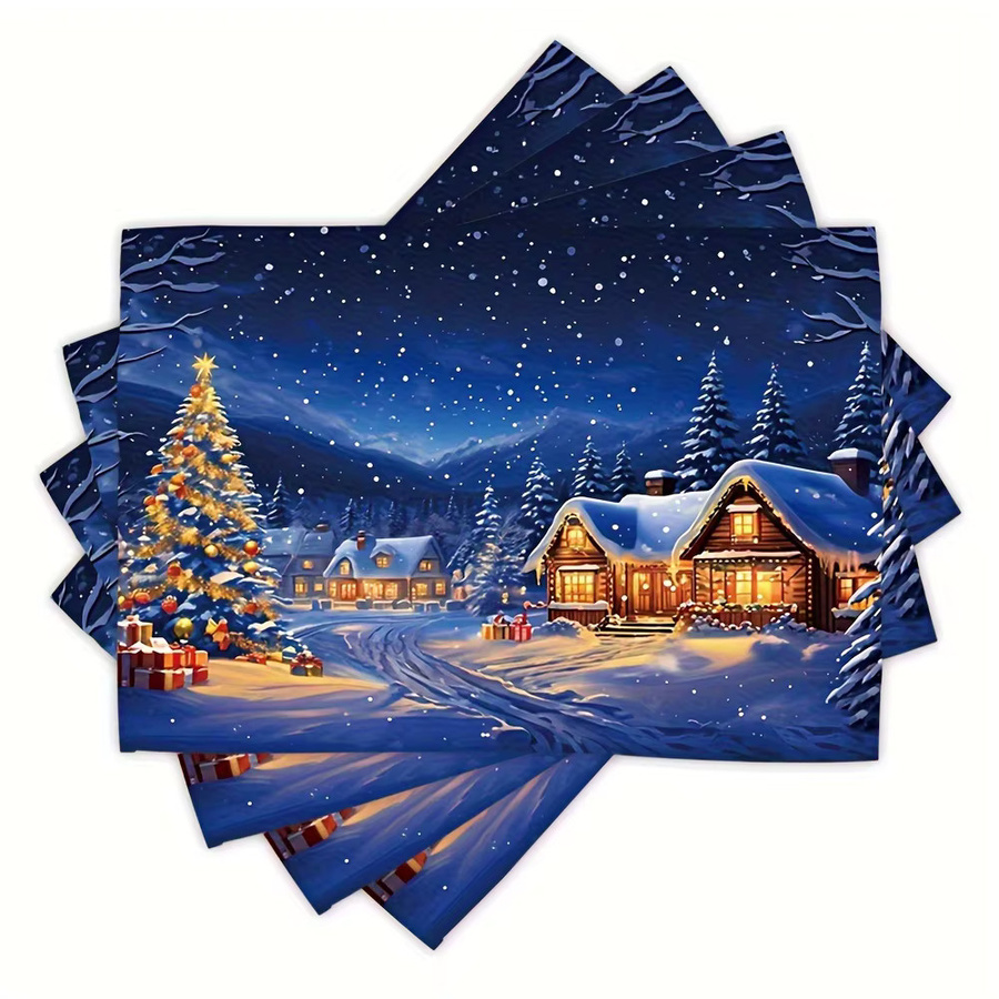 VIKAMA 4-teiliges Weihnachts-Tischset mit Sternenhimmel-Effekt für deine Tischdekoration - Bild 3
