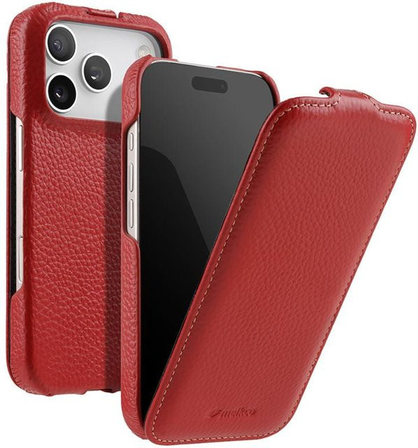 Melkco Magnetische Leder-Flipcase für iPhone 17 Pro Max und iPhone 17 Air aus echtem Rindsleder in Rot - Bild 1