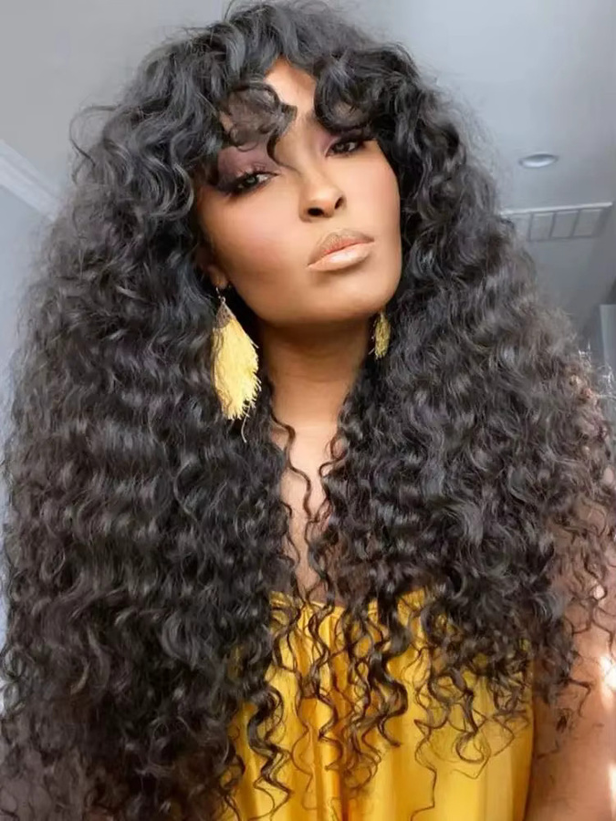 Dula A Hair Wasserwellen-Echthaar-Perücke mit Pony, Remy-Haar, Damen - Bild 7