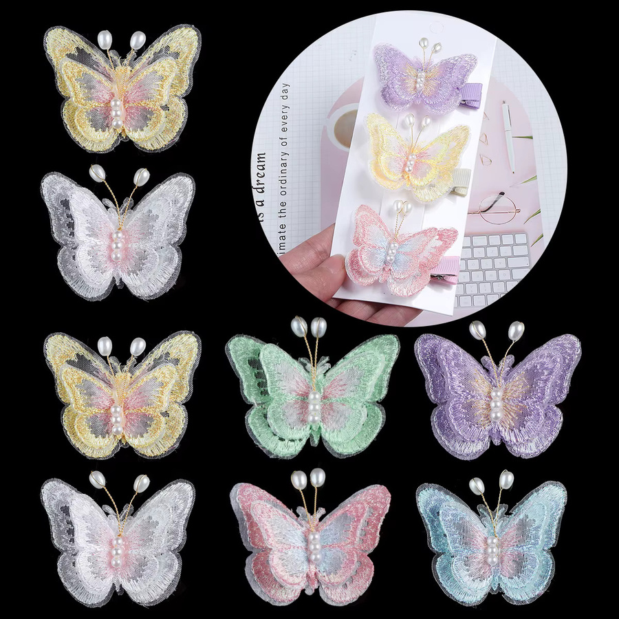 Louleur Schmetterling Patches, Perle Mesh Spitze, 6 Stück - Bild 2