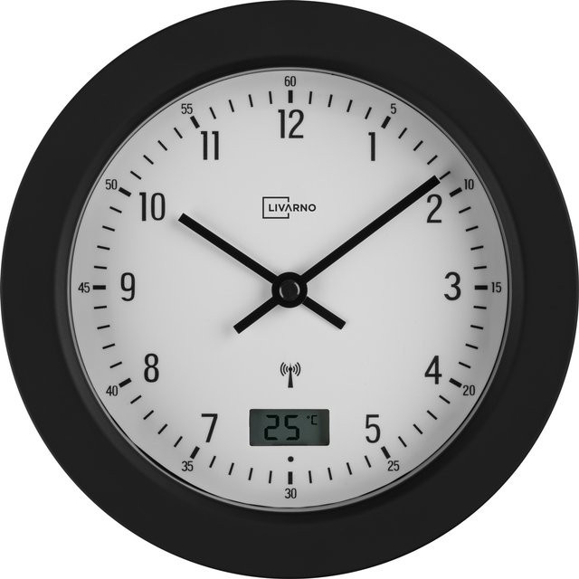 LIVARNO Funk-Badezimmeruhr in Schwarz und Grau, Breite: 14,5 cm, Tiefe: 4,5 cm - Bild 1
