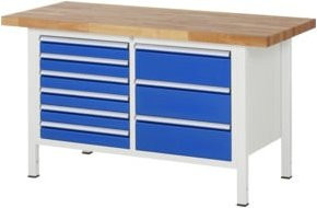 Rau Werkbank 8479A2 in Blau mit 8 Schubladen, B/T/H: 150 x 70 x 84 cm - Bild 1
