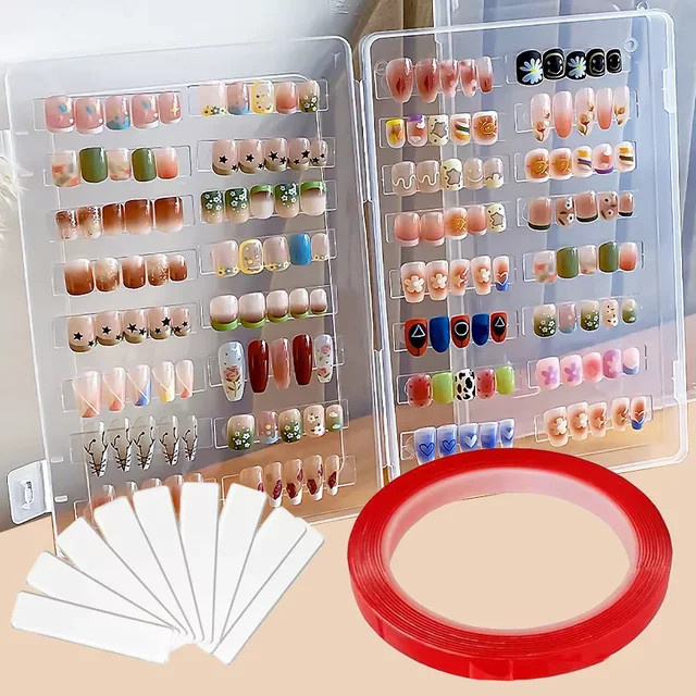 Art lalic Aufbewahrungsbox für Nägel, Verpackungsset mit Klebeband und 10 Acryl-Nageldisplay-Sticks, Unisex - Bild 1