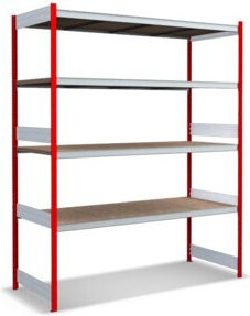 Bito Großfachregal-Set mit 4 Ebenen aus Spanplatte in Feuerrot, B/T/H: 206,6 x 82,4 x 250,0 cm - Bild 1