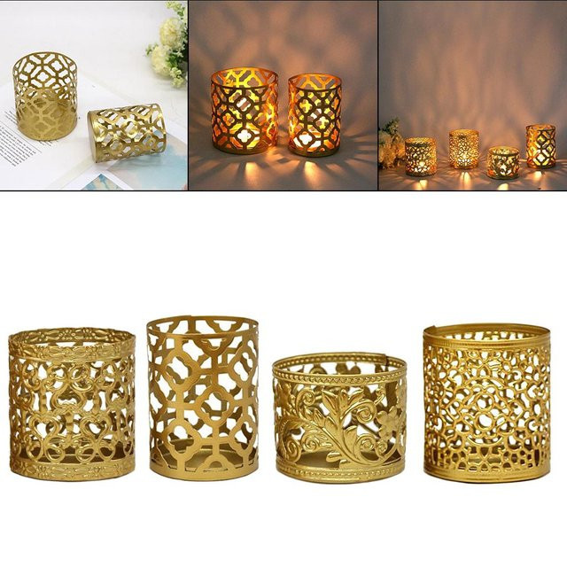 Kesoto Kerzenhalter aus Eisen in Gold mit floralem Design für die Tischdekoration - Bild 1