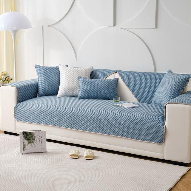 Modernes rutschfestes Sofakissen mit Eis-Seide-Effekt in Blau, B/H: 70 x 70 cm - Bild 1