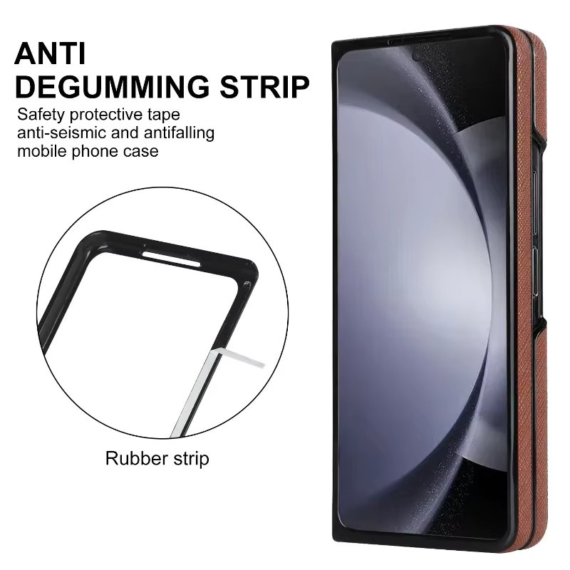 Stoßfeste Kreuznarbenleder-Handyhülle mit Hartschale für Samsung Galaxy Z Fold 7, 6, 5 und 4 in Schwarz oder Braun - Bild 5