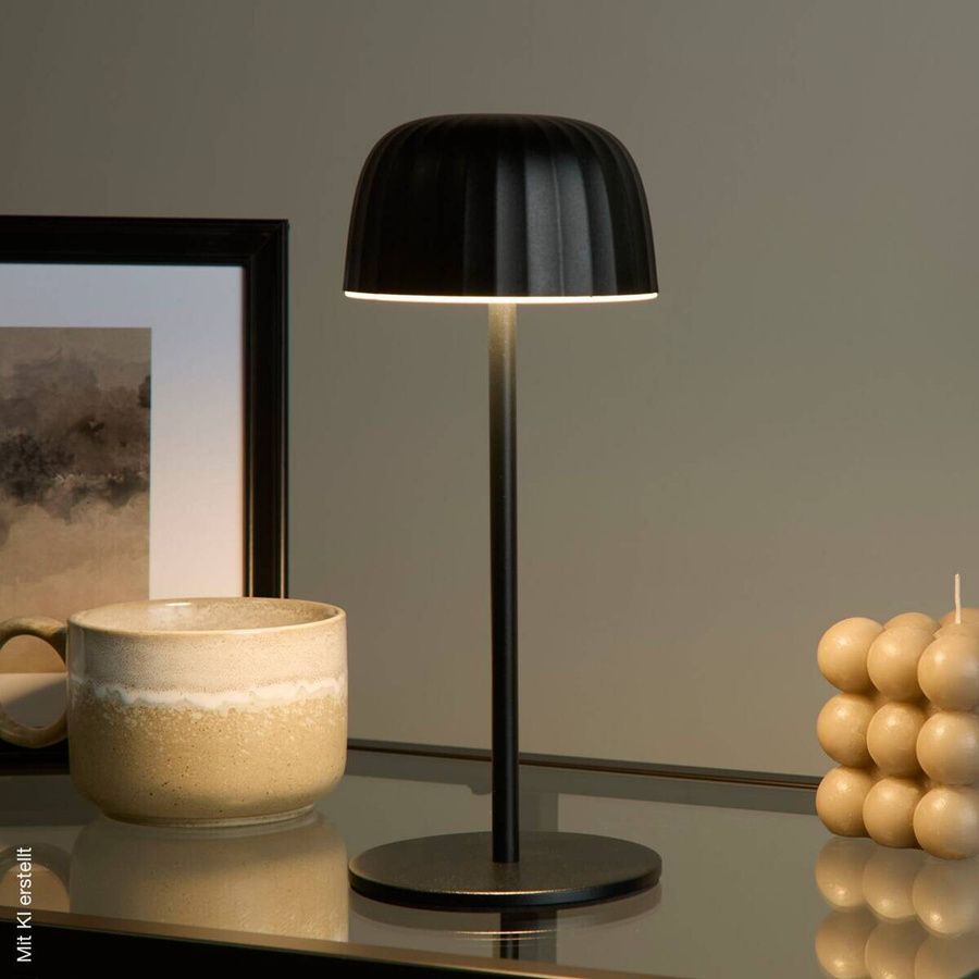 LED-Tischleuchte Ezra in Schwarz und Weiß, modern mit Touch-Funktion und Akku, B/H/T: 10,8 x 27,0 x 10,8 cm - Bild 3