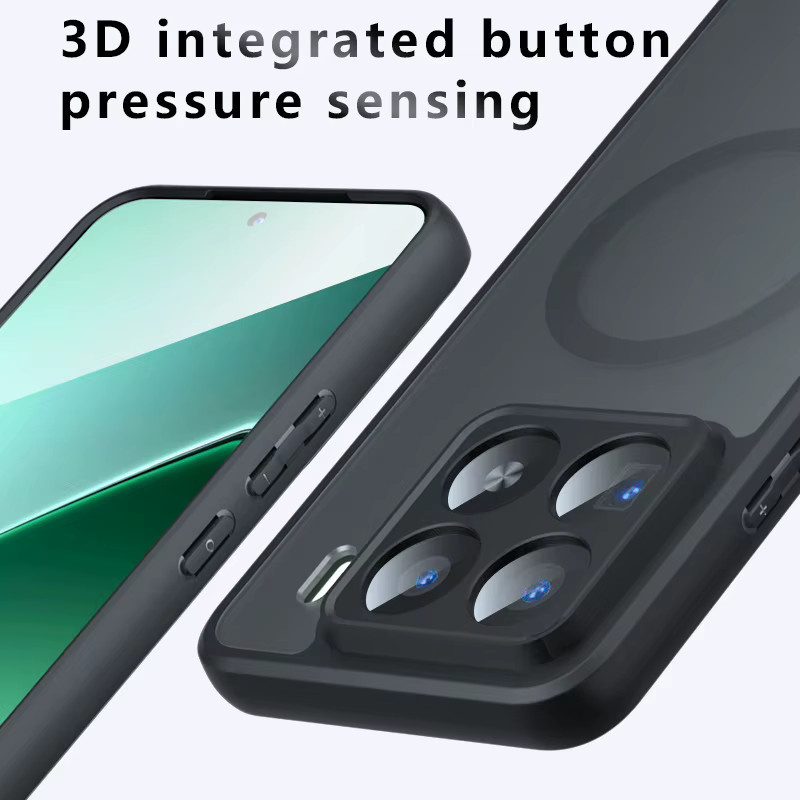 Transparente MagSafe Schutzhülle für Xiaomi 17 Pro Max und 15T Pro aus mattem Acryl und Hard PC in Schwarz - Bild 4
