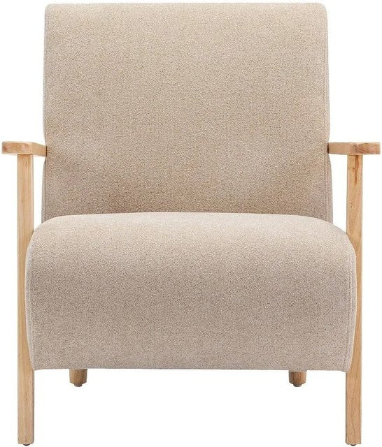 Julomo Sessel mit gerader Rückenlehne von Vente-unique in Beige mit Armlehnen und Holzrahmen, Breite: 70 cm - Bild 1