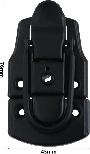 YULIN Metall Riegelverschluss mit Schlüssel für Werkzeugkasten und Koffer, Farbe: Silber/Schwarz, B: 76 mm, H: 45 mm - Bild 1