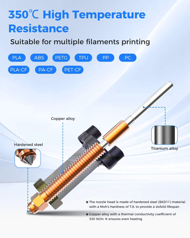 Creality K2 Plus Keramik-Hotend-Kit mit Vollmetall-Schnellwechsel-Düse und 300 °C Heizblock Upgrade-Teile - Bild 3