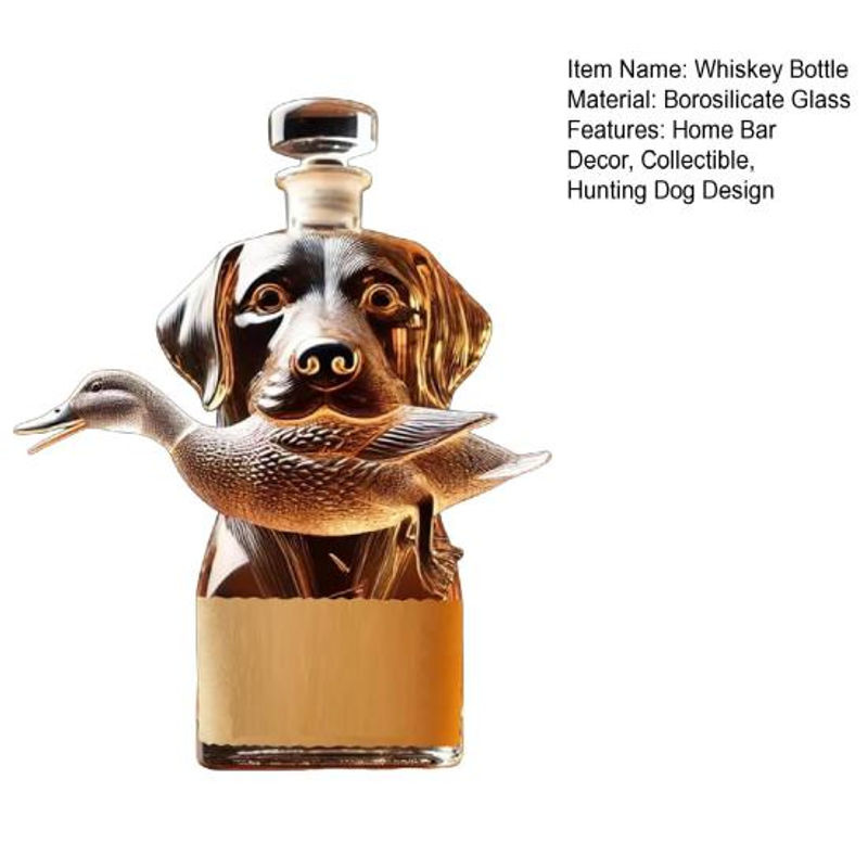 Whiskey-Karaffe aus Glas mit 3D-Gravur Jagdhund in Transparent, dekorative Glasflasche für deine Heimbar - Bild 5