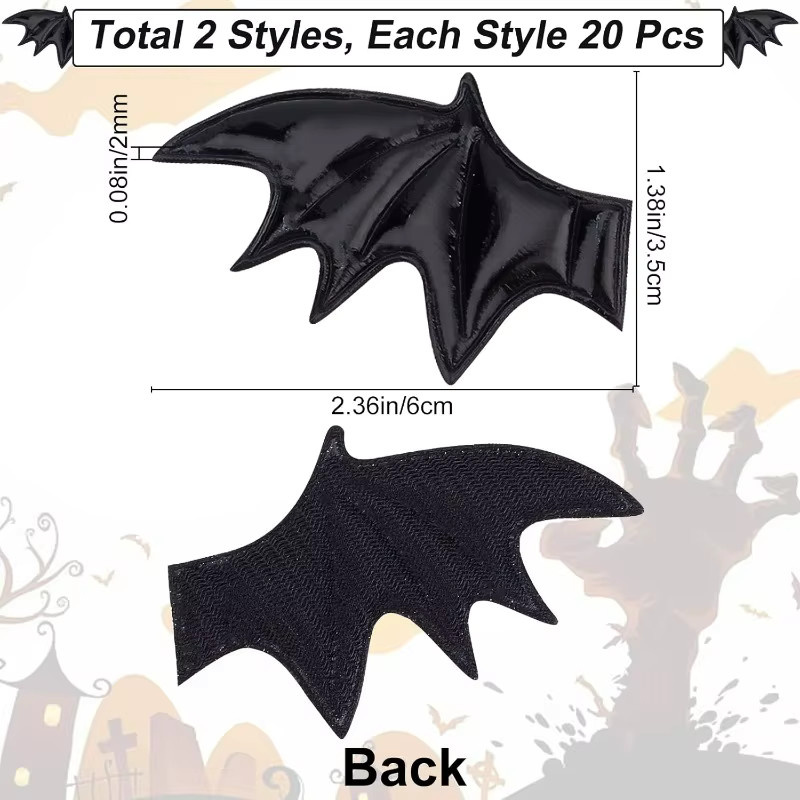 nbeads Fledermaus Flügel, Leder, Schwarz, Halloween, Unisex - Bild 2