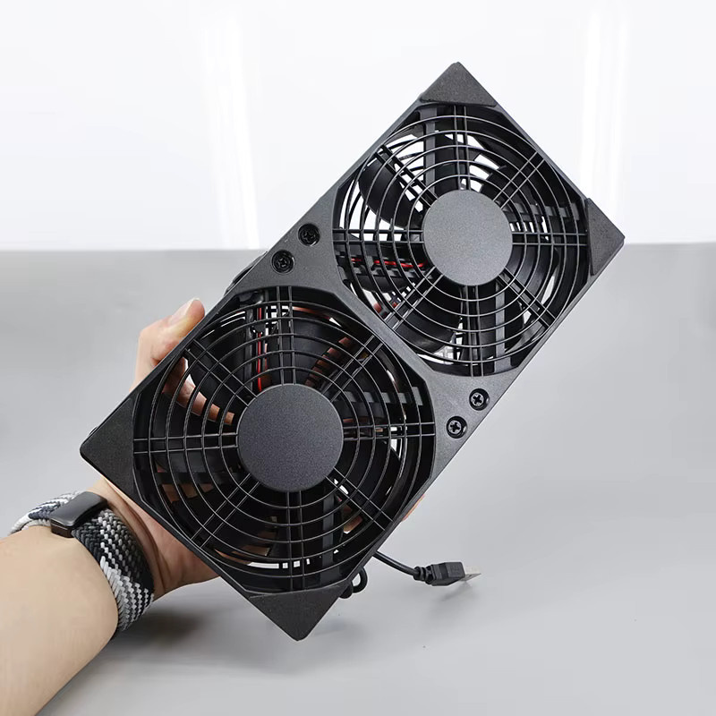 Gakaki High Airflow Lüfter Set für Router und Modem, 120mm, DC12V, USB-betrieben, Schwarz - Bild 3