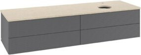 V&B Waschtischunterschrank Antao mit Frontstruktur in Anthrazit, B: 160 cm, T: 50 cm - Bild 1