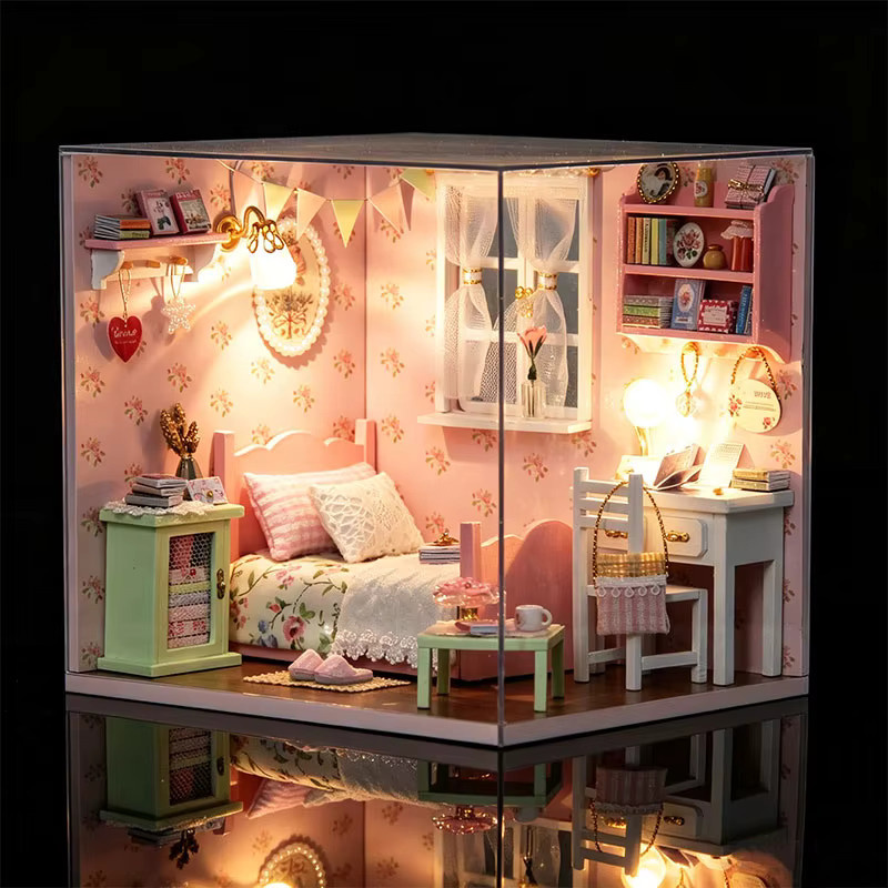 zuuton DIY Miniatur-Puppenhaus-Bausatz, Holz, 3D-Puzzle, mit LED - Bild 5