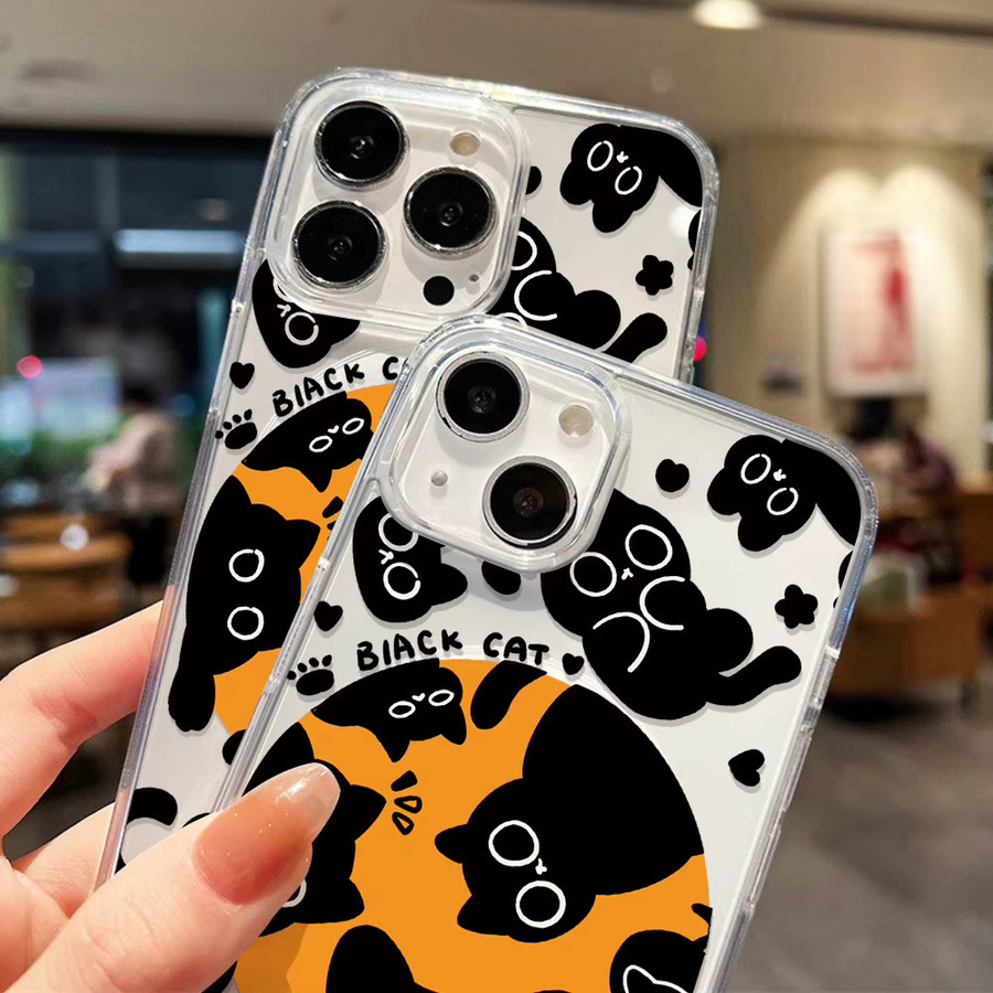 Stoßfeste Silikon Handyhülle mit Magnetfunktion und Katze-Design für Apple iPhone 17 Pro Max, 16, 15, 14, 13, 12, 11 und 17 Air in Multicolour - Bild 6