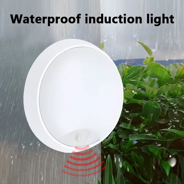 L-MANG LED Wandleuchte mit Bewegungssensor, kreisförmig, IP65 wasserdicht für den Außenbereich aus ABS Material - Bild 1