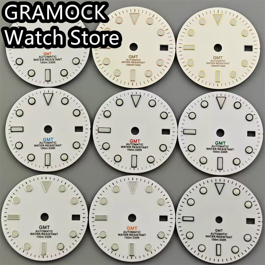 Gramock Zifferblatt, 29mm, schwarz weiß, GMT, NH34 Uhrwerk, Unisex - Bild 2