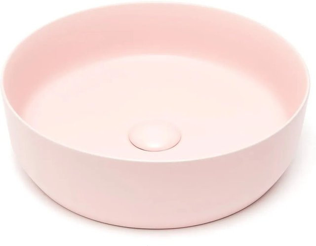 Swiss Aqua Technologies Waschschale rund in Rosa Matt mit Ablaufgarnitur, Durchmesser: 39 cm, Höhe: 12 cm - Bild 1