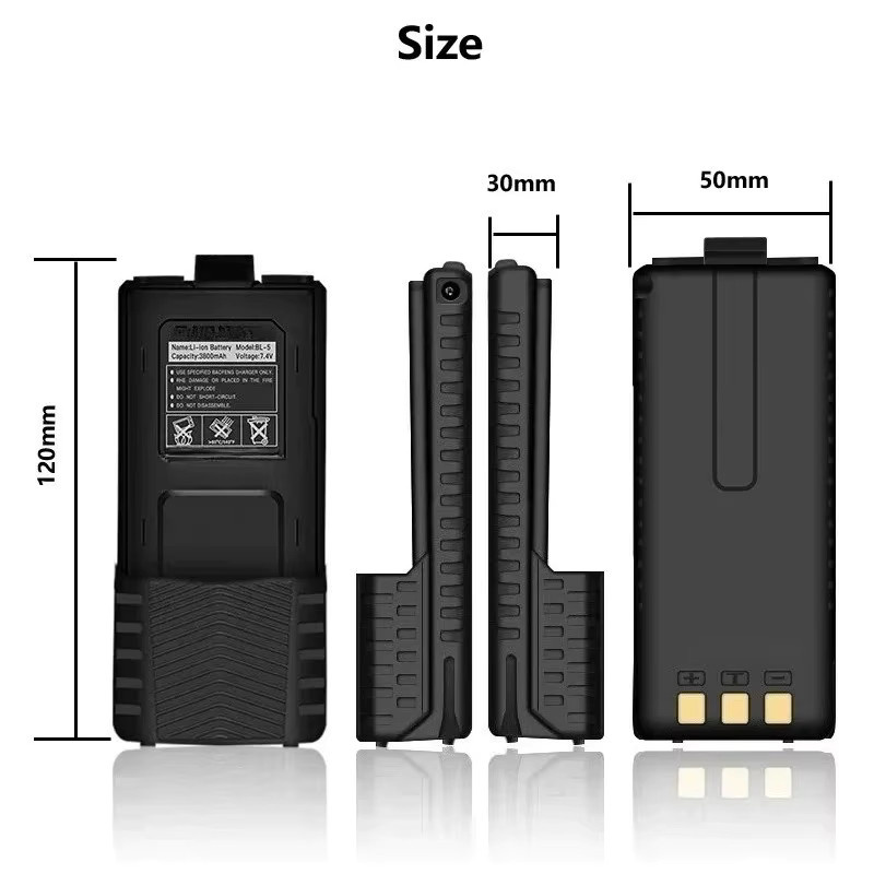 BaoFeng Akku für Walkie Talkie UV-5R Plus, 7,4 V, 3800 mAh, Schwarz - Bild 3