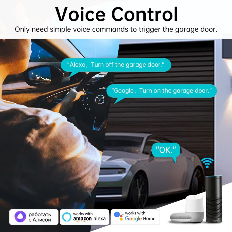 Tuya Smart Garagentoröffner-Controller WiFi/Zigbee Schaltmodul in Weiß mit Sprachsteuerung für Alexa und Google Home Assistant - Bild 3