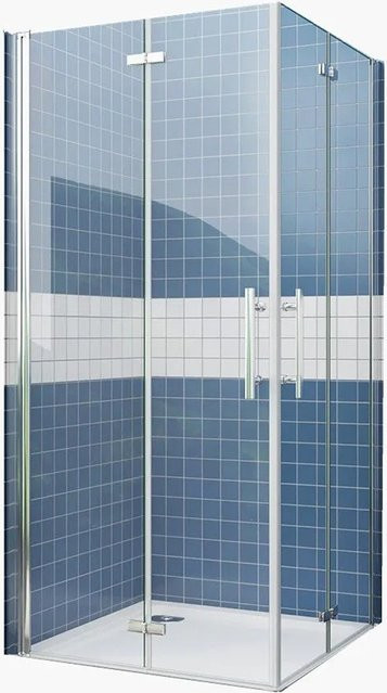 Duschparadies Duschkabine Eckeinstieg mit zwei Falttüren und Pendeltür aus 6mm Nano Glas, Farbe Silber/Transparent, B/T/H: 90 x 76 x 185 cm - Bild 1
