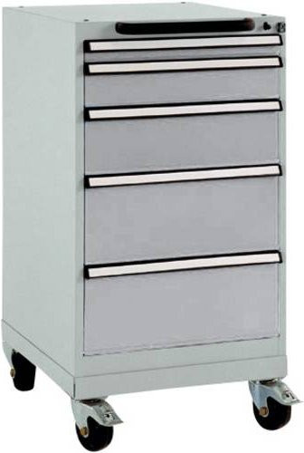 Manuflex BASETEC Schubfachschrank mobil, 5 Schubfächer, Farbe Alusilber, Nutzhöhe: 70 cm - Bild 1