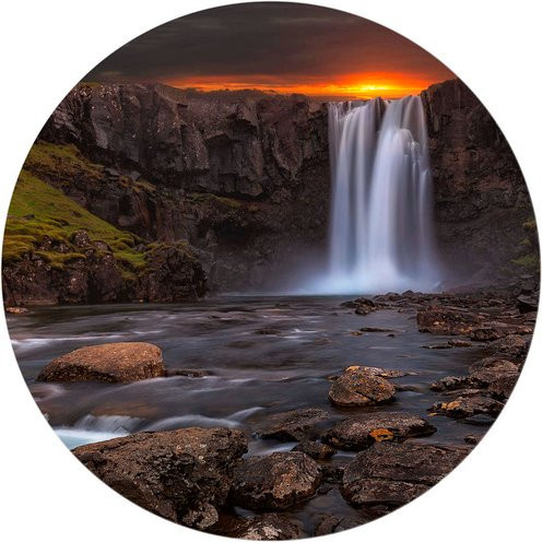 K&L Wall Art Vliestapete Cuadrado Wasserfall Natur, runde Wandgestaltung in Mehrfarbig und Matt, B/H: 153 x 140 cm - Bild 1