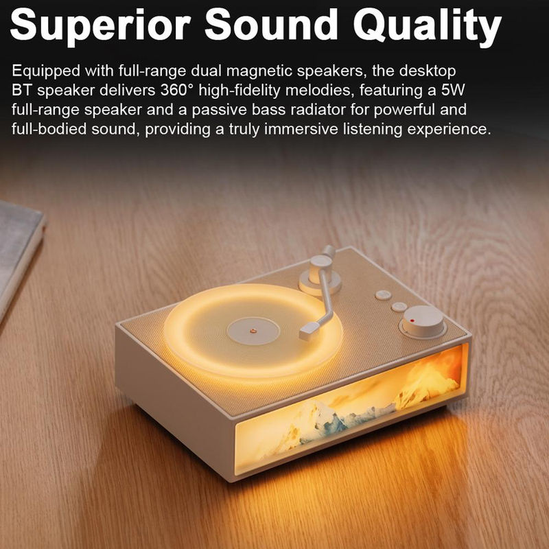 Andoer Aroma Desktop Plattenspieler mit Bluetooth Lautsprecher, LED Nachtlicht und Diffusor in Beige - Bild 2