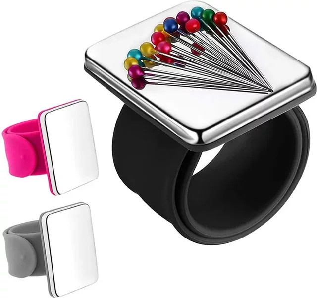 Magnetisches Silikon-Nadelkissen für das Handgelenk in Pink oder Schwarz, tragbarer Magnet-Nadelhalter für Profis und DIY-Handwerker - Bild 1