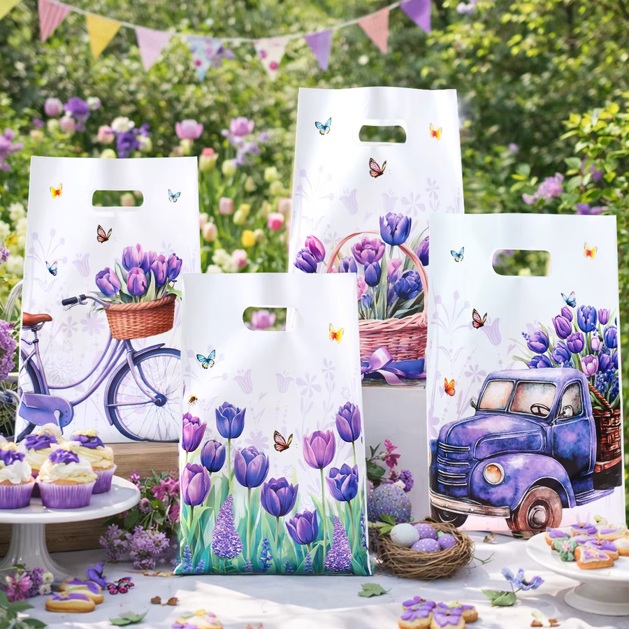 PATIMATE Tulpen Geschenkverpackungstüten aus Papier mit Blumen- und Schmetterlingsdesign in Multicolour für Geburtstag, Hochzeit und Party - Bild 2