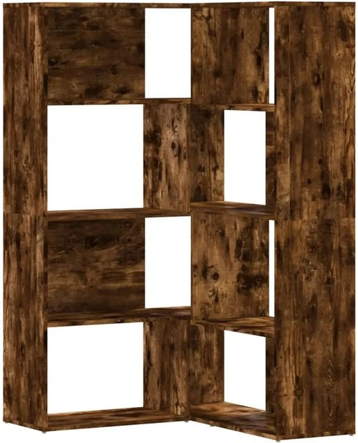 vidaXL Eck-Bücherregal mit 4 Etagen in Räuchereiche, modernes Standregal aus Holzwerkstoff, B/T/H: 85 x 85 x 140 cm - Bild 1