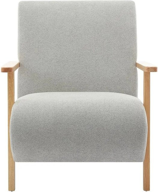 Julomo Sessel mit gerader Rückenlehne in Grau mit Holzrahmen und Stoffbezug, Breite: 70 cm - Bild 1