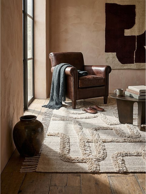 Wollteppich Kadima Design abstrakt in Natur-Beige mit High-Low-Effekt, B: 160 cm, T: 230 cm - Bild 1