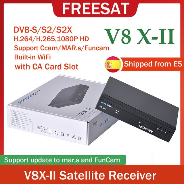 FREESAT V8X 2 Satelliten-TV-Receiver DVB-S2/S2X in Schwarz mit integriertem WIFI und Full HD 1080P Unterstützung - Bild 1