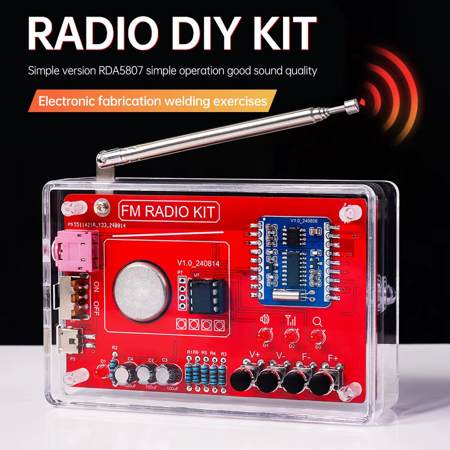RDA5807 FM Radio DIY Kit mit Digitalanzeige und Micro USB Anschluss für Schweißübungen (87-108 MHz) - Bild 4